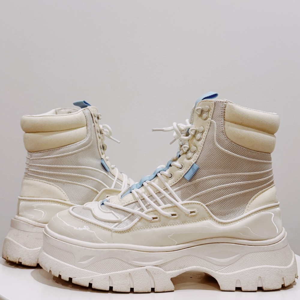 Men’s ASOS white and blue combat boots